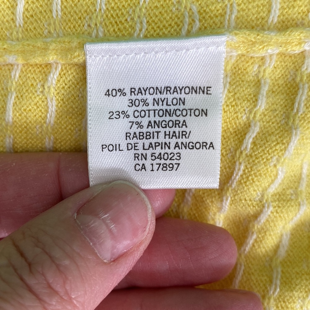 Banana Republic Factory Lemon Yellow Polka Dot Angora Hair Knit Cardigan - Picture 14 of 15